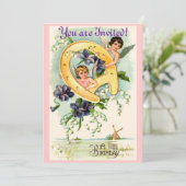 Invitations d'anniversaire Vintages (Debout devant)