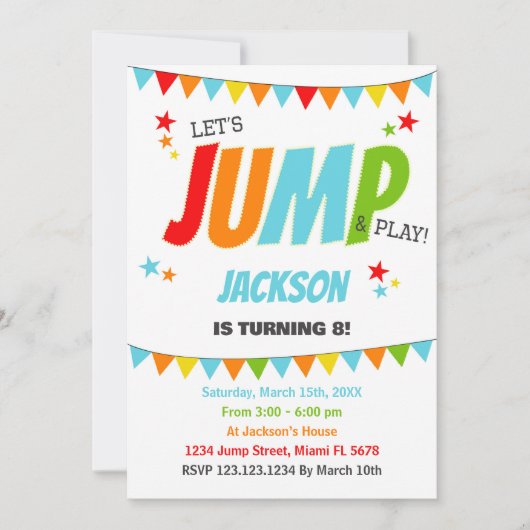 Invitations d'anniversaire White Jump (Devant)