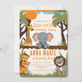 Invitations d'Anniversaires de enfants d'animaux d (Devant)