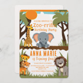Invitations d'Anniversaires de enfants d'animaux d (Devant / Derrière)