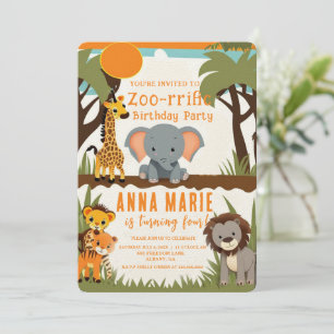 Invitations d'Anniversaires de enfants d'animaux d