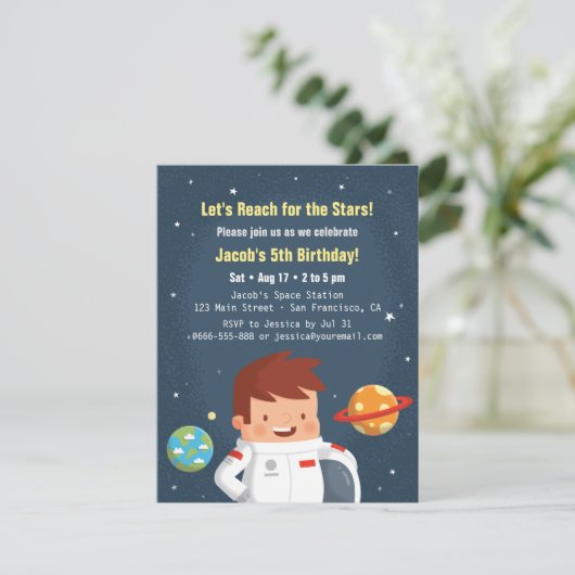 Invitations d'Anniversaires de enfants de l'espace (Debout devant)