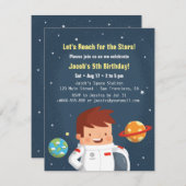 Invitations d'Anniversaires de enfants de l'espace (Devant / Derrière)