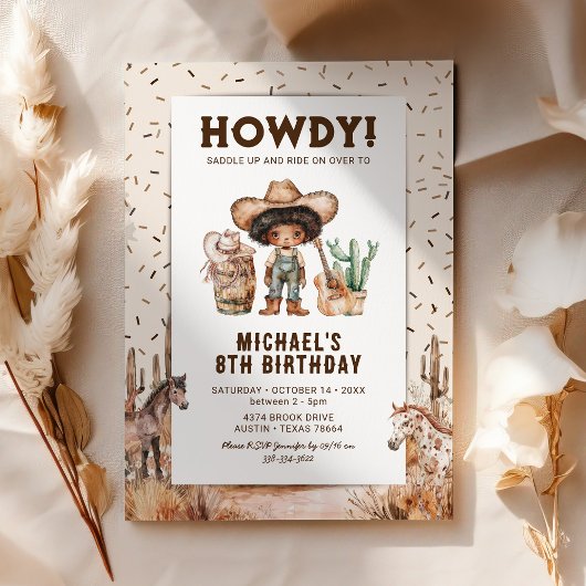 Invitations d'Anniversaires de enfants de Rodéo Wi
