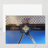 Invitations d'Aqua et de mariage de bleu royal (Devant / Derrière)