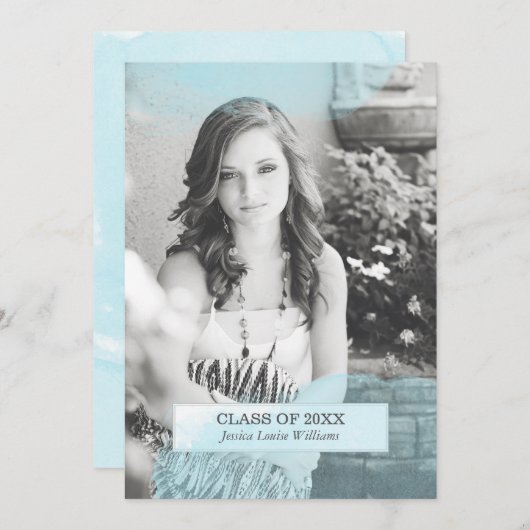 Invitations d'aquarelle bleue (Devant / Derrière)