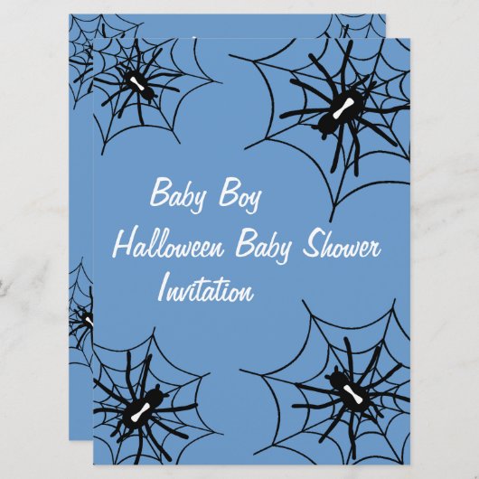 Invitations d'araignées de Baby shower pour bébé g (Devant / Derrière)