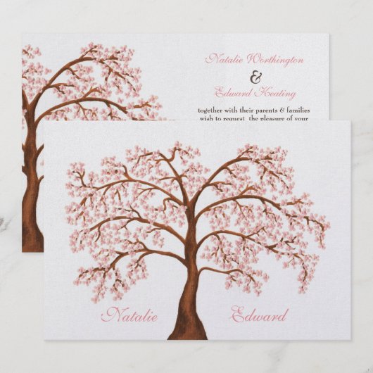 Invitations d'arbre de fleurs de cerisier de (Devant / Derrière)