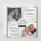 Invitations d'argent du 25e anniversaire avec 2 ph (Devant)
