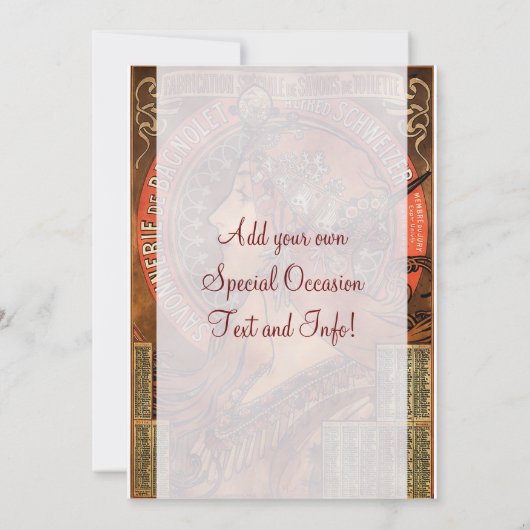 Invitations d'art Vintage Mucha (Dos)