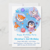 Invitations d'astronautes Animaux 2e anniversaire (Devant)