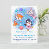 Invitations d'astronautes Animaux 2e anniversaire (Debout devant)