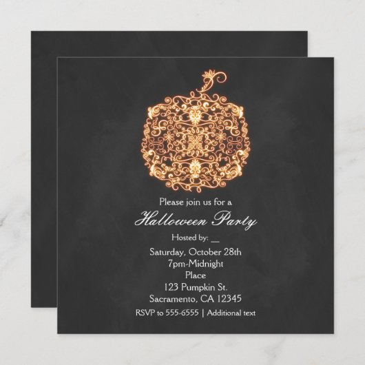 Invitations d'automne du Citrouille Filigree Orang (Devant / Derrière)