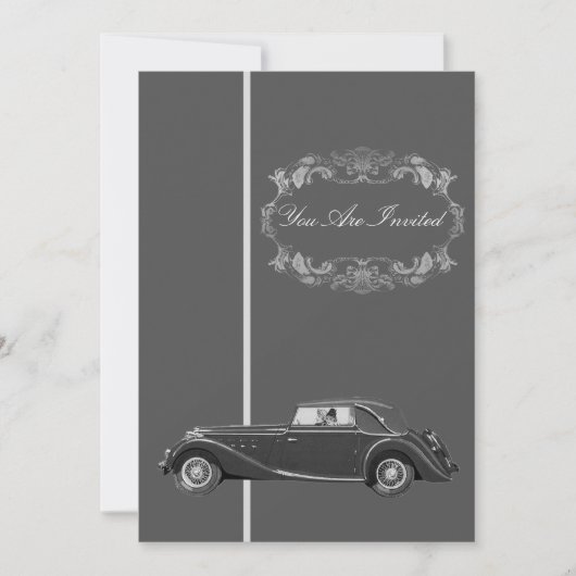 Invitations d'automobiles vintage - Noir et Blanc (Devant)