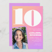 Invitations de 10e anniversaire de Pink Orange Ret (Devant / Derrière)