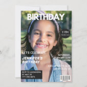 Invitations de 11e anniversaire Girl Magazine Couv (Devant)