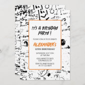 Invitations de 12e anniversaire Boy Graffiti Party (Devant / Derrière)