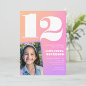 Invitations de 12e anniversaire de Pink Orange Ret (Debout devant)