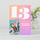 Invitations de 13e anniversaire de Pink Orange Ret (Debout devant)