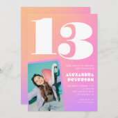 Invitations de 13e anniversaire de Pink Orange Ret (Devant / Derrière)