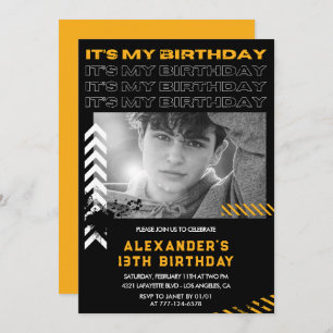 Invitations de 13e anniversaire garçon Photo Spray