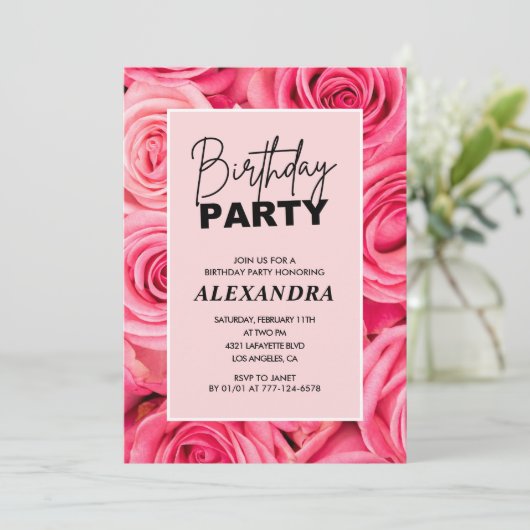 Invitations de 13e anniversaire Roses de fête Flor (Debout devant)