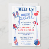 Invitations de 14e anniversaire Pool Party été (Devant)