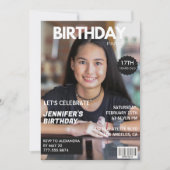 Invitations de 17e anniversaire Girl Magazine Couv (Devant)