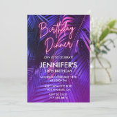 Invitations de 19e anniversaire Neon Dîner tropica (Debout devant)