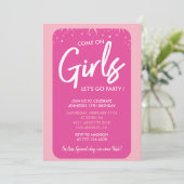 Invitations de 19e anniversaire rose Fille tendanc (Debout devant)