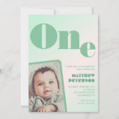 Invitations de 1er anniversaire Boy Green Gradient (Devant)