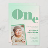 Invitations de 1er anniversaire Boy Green Gradient (Devant / Derrière)