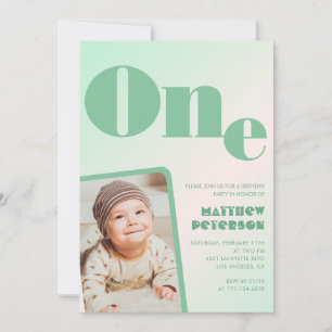 Invitations de 1er anniversaire Boy Green Gradient