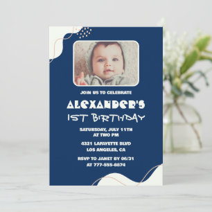 Invitations de 1er anniversaire Boy Photo Simple N