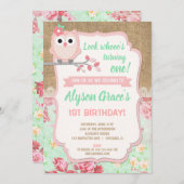 Invitations de 1er anniversaire de hibou, annivers (Devant / Derrière)