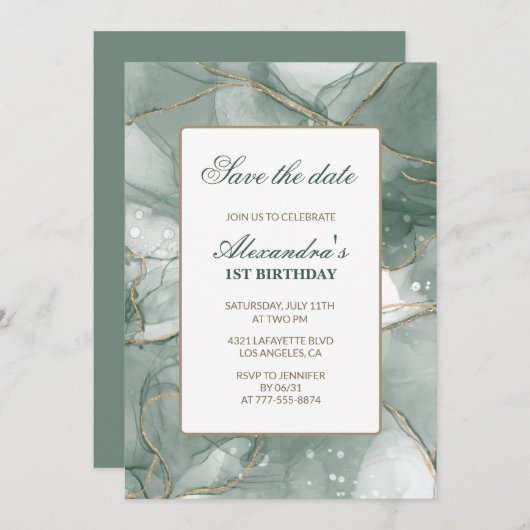 Invitations de 1er anniversaire Enregistrer la dat (Devant / Derrière)
