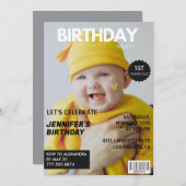 Invitations de 1er anniversaire pour lui Magazine (Devant / Derrière)