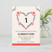 Invitations de 1er anniversaire pour son coeur flo (Debout devant)