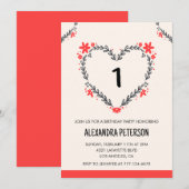 Invitations de 1er anniversaire pour son coeur flo (Devant / Derrière)