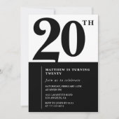 Invitations de 20e anniversaire Black and White El (Devant)