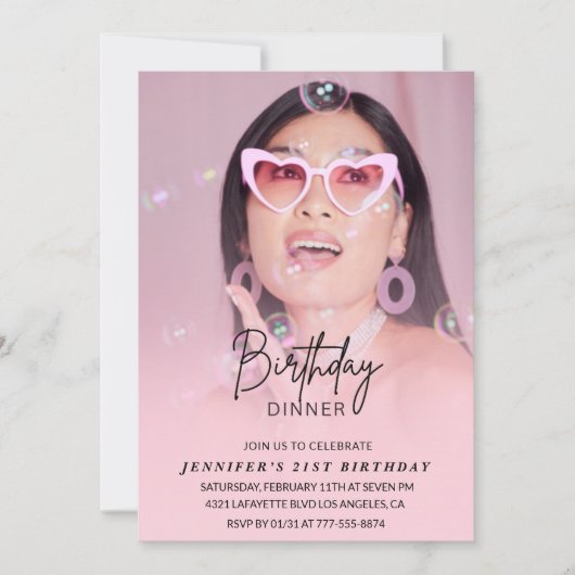 Invitations de 21e anniversaire Anniversaire Dîner (Devant)