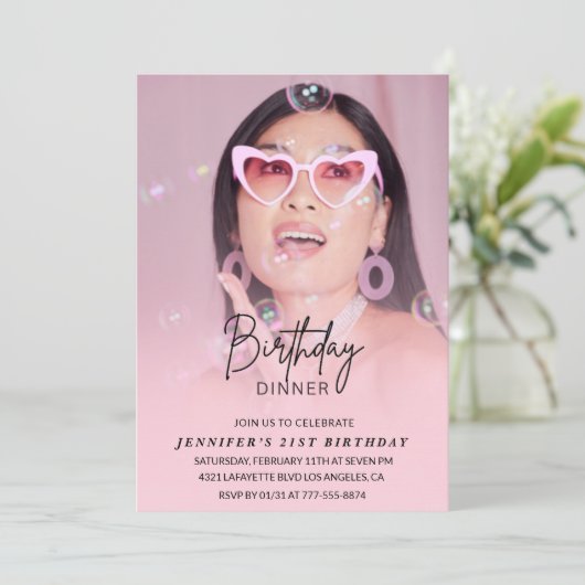 Invitations de 21e anniversaire Anniversaire Dîner (Debout devant)