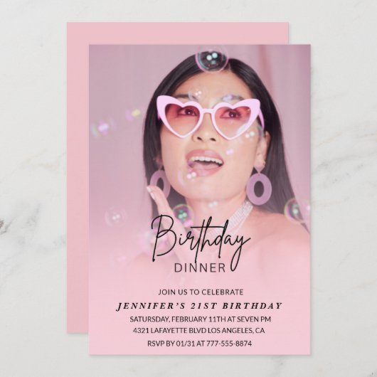 Invitations de 21e anniversaire Anniversaire Dîner (Devant / Derrière)