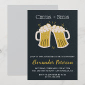 Invitations de 21e anniversaire Cheers Beers Rusti (Devant / Derrière)