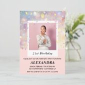 Invitations de 21e anniversaire Confetti Photo Pin (Debout devant)