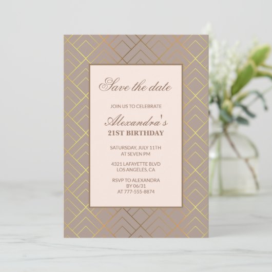 Invitations de 21e anniversaire Enregistrer la dat (Debout devant)
