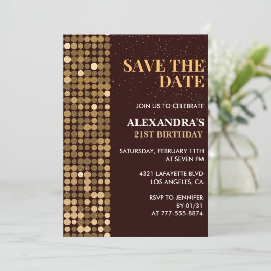 Invitations de 21e anniversaire Enregistrer la dat (Debout devant)