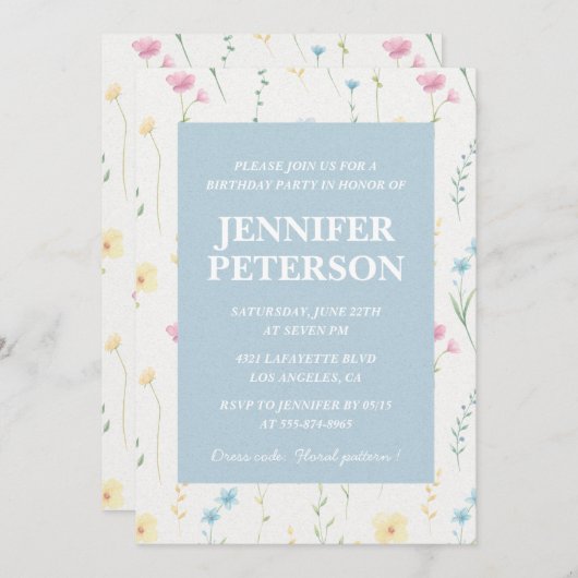 Invitations de 21e anniversaire Floral Boho Elegan (Devant / Derrière)