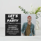 Invitations de 21e anniversaire Hommes Black Photo (Debout devant)