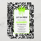 Invitations de 21e anniversaire Hommes Fête Graffi (Devant / Derrière)